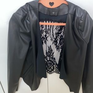 black leather lace back jacket
